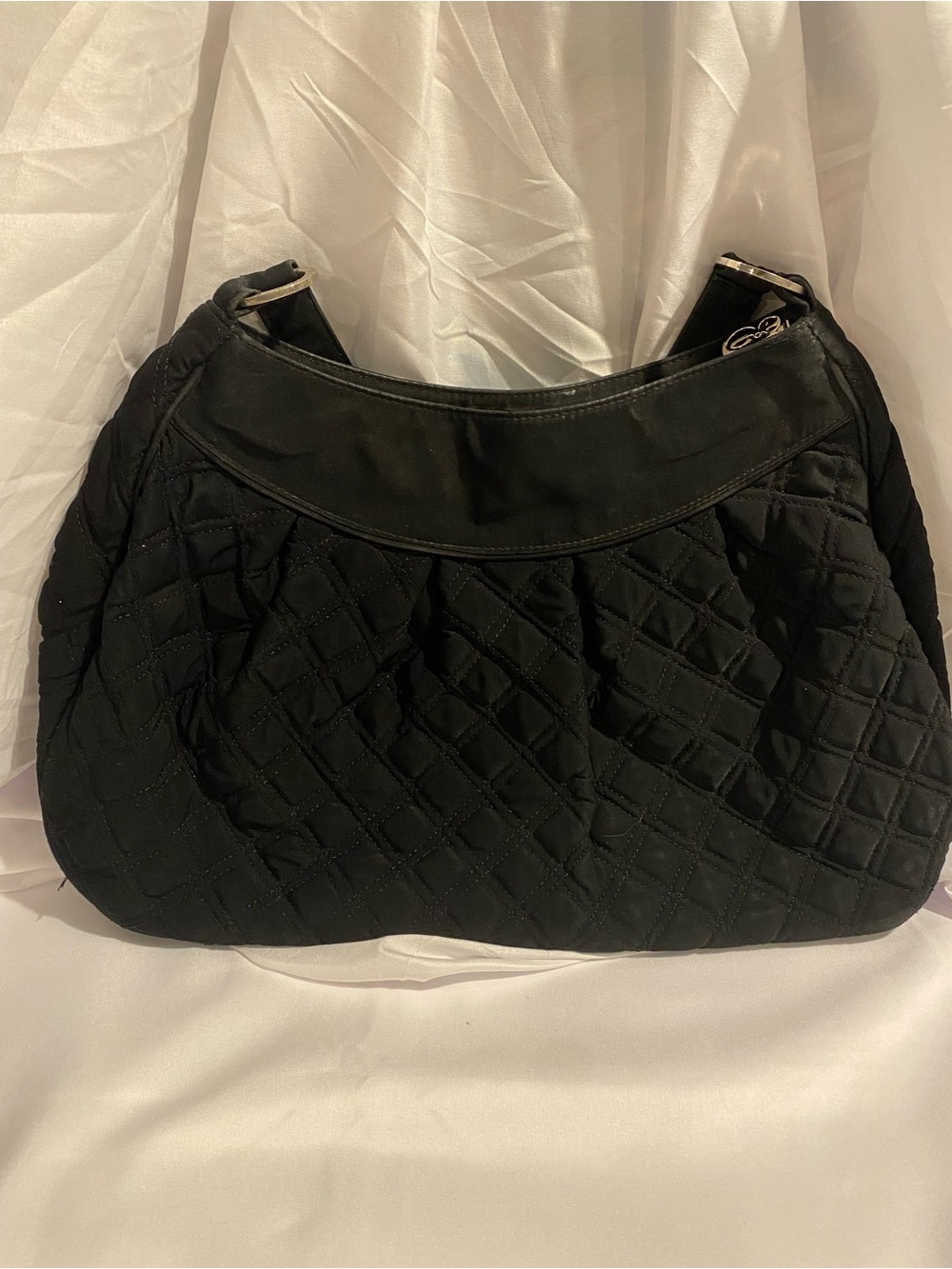 Classic Black Vera Bradley Quilted Microfiber shoulder  Handbag Purse 16"x10"x4"